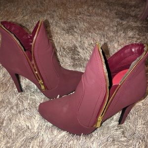 Deep Red Heeled Booties